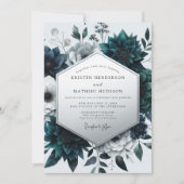 Teal Botanischer Zauber Hochzeit Einladung (Vorderseite)