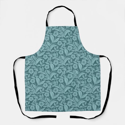 Teal Botanisches Erbe Floral Schürze (Vorderseite)