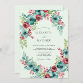 Teal Bountiful Spring Wedding Einladung (Vorne/Hinten)