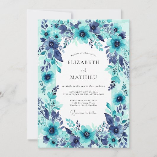 Teal Bountiful Summer Wedding Einladung (Vorderseite)