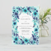 Teal Bountiful Summer Wedding Einladung (Stehend Vorderseite)