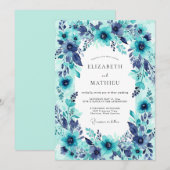 Teal Bountiful Summer Wedding Einladung (Vorne/Hinten)
