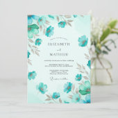 Teal Breezy Meadow Hochzeit Einladung (Stehend Vorderseite)