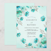 Teal Breezy Meadow Hochzeit Einladung (Vorne/Hinten)