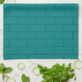 Teal Brick Design Geschirrtuch (Gefaltet)