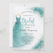 Teal Bridesmaid Dress Bridal Shower Einladung (Vorderseite)