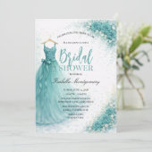 Teal Bridesmaid Dress Bridal Shower Einladung (Stehend Vorderseite)