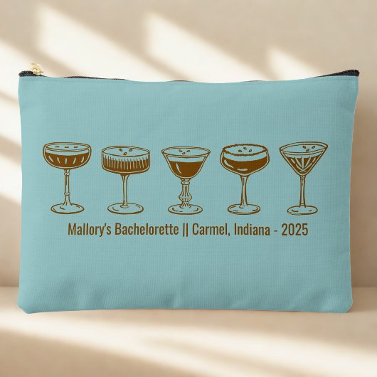 Teal Bridesmaid Espresso Martini Bachelorette  Zubehörtasche