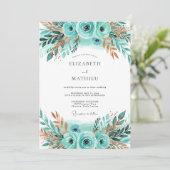 Teal Bronze Lustrous Winter Wedding Einladung (Stehend Vorderseite)
