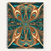Teal & Bronze Luxe Bloom | Abstract Fractal Spiral Notizblock (Vorderseite)