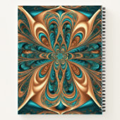Teal & Bronze Luxe Bloom | Abstrakte fraktale Spir Notizblock (Rückseite)