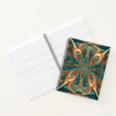 Teal & Bronze Luxe Bloom | Abstrakte fraktale Spir Notizblock (Innenseite)