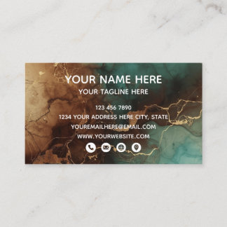 Teal Bronze Marble Luxury Business Card Visitenkarte