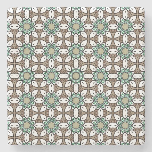 Teal, brown and white geometric pattern steinuntersetzer (Vorderseite)