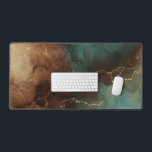Teal Brown Gold Abstract Marble Desk Mat Schreibtischunterlage<br><div class="desc">A sophisticated desk mat featuring flowing teal and deep brown marble textures highlighted with elegant gold veins. This artistic abstract design blends earthy tones with modern luxury,  creating a stylish and calming workspace for your desk setup.</div>