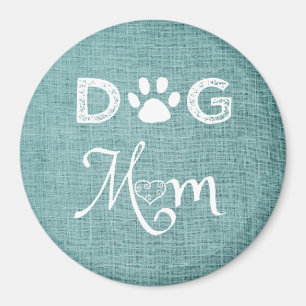 Teal Burlap Hundemama Magnet