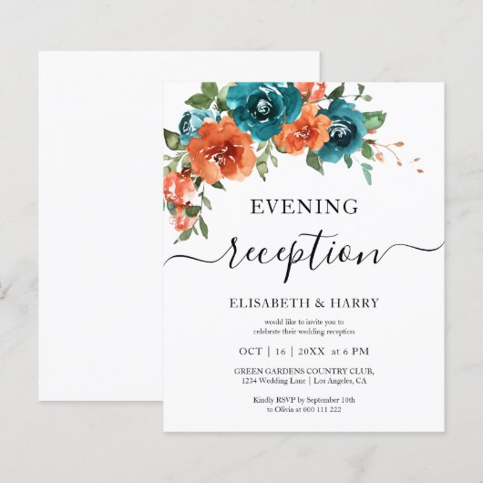 Teal Burnt Orange Budget Rust Budget Wedding  (Vorne/Hinten)