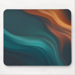 Teal Burnt Orange Fluid Currents Mauspad