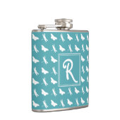 Teal Butterfly and Dragonfly Monogram Flachmann (Rechts)