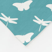 Teal Butterfly and Dragonfly Pattern Monogram Fleecedecke (Ecke)