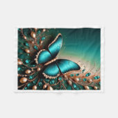 Teal Butterfly Sherpa-Decke Fleecedecke (Vorderseite (Horizontal))