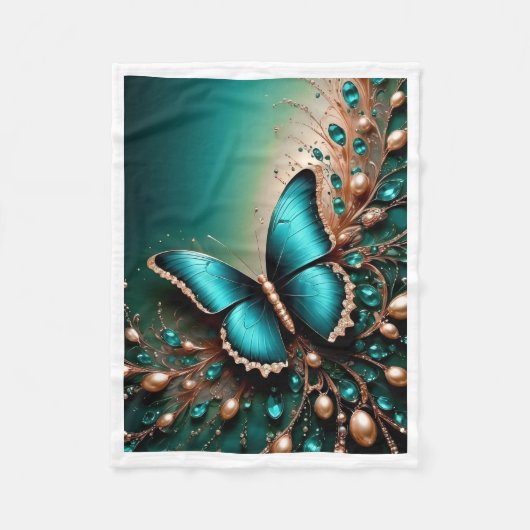 Teal Butterfly Sherpa-Decke Fleecedecke (Vorderseite)
