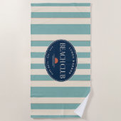 Teal Cabana Stripe Resort Strandtuch (Vorderseite)
