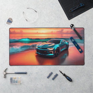 Teal Camaro Illustrated Desk Mat (Large) Schreibtischunterlage