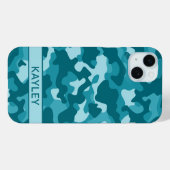 Teal Camouflage Personalized Case-Mate iPhone Hülle (Rückseite (Horizontal))