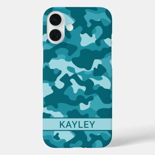 Teal Camouflage Personalized Case-Mate iPhone Hülle (Rückseite)