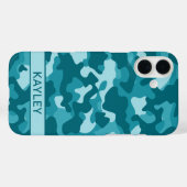 Teal Camouflage Personalized Case-Mate iPhone Hülle (Rückseite (Horizontal))