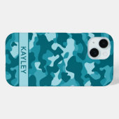 Teal Camouflage Personalized Case-Mate iPhone Hülle (Rückseite (Horizontal))