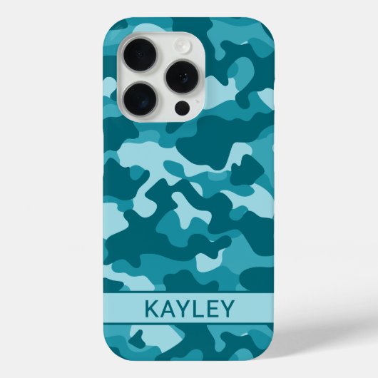 Teal Camouflage Personalized Case-Mate iPhone Hülle (Rückseite)
