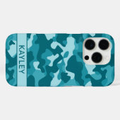 Teal Camouflage Personalized Case-Mate iPhone Hülle (Rückseite (Horizontal))