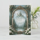 Teal Castle Hochzeit Einladung (Stehend Vorderseite)