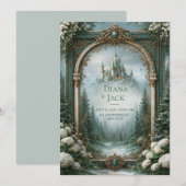 Teal Castle Hochzeit Einladung (Vorne/Hinten)