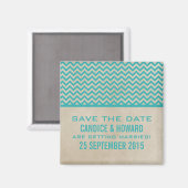 Teal Chic Chevron Save-the-Date-Magnet Magnet (Vorderseite/Rückseite)