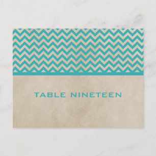 Teal Chic Chevron Tischnummer Postkarte