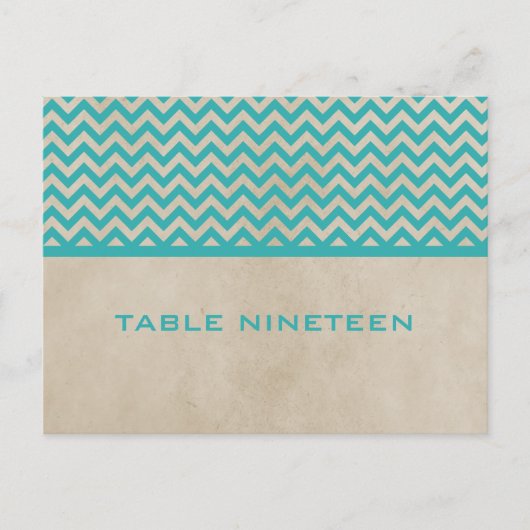 Teal Chic Chevron Tischnummer Postkarte (Vorderseite)