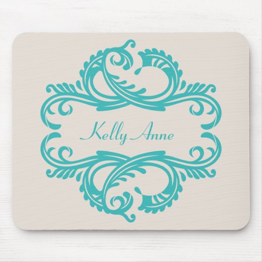 Teal Chic Damast-Mausepad Mousepad (Vorne)