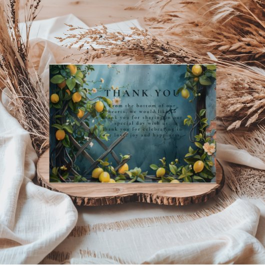 Teal Citrus Blossom Garden Wedding Dankeskarte