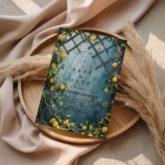 Teal Citrus Blossom Garden Wedding Save The Date