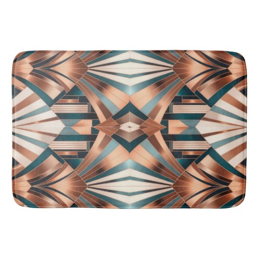 Teal Copper Geometric Skyscraper Neo Art Deco Badematte (Vorderseite)