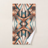 Teal Copper Geometric Skyscraper Neo Art Deco Badhandtuch Set (Handtuch)