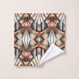 Teal Copper Geometric Skyscraper Neo Art Deco Badhandtuch Set