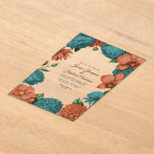 Teal & Coral Modern Botanical Wedding Acryleinladungen (Ablage )