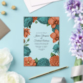 Teal & Coral Modern Botanical Wedding Acryleinladungen (In Situ (Hochzeit))