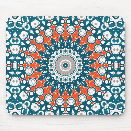 Teal Coral Modern Mandala Desk Pattern Mousepad (Vorne)
