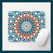 Teal Coral Modern Mandala Desk Pattern Mousepad