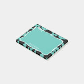 Teal Cow Print & White Bow With Your Name Post-it Klebezettel (angewinkelt)